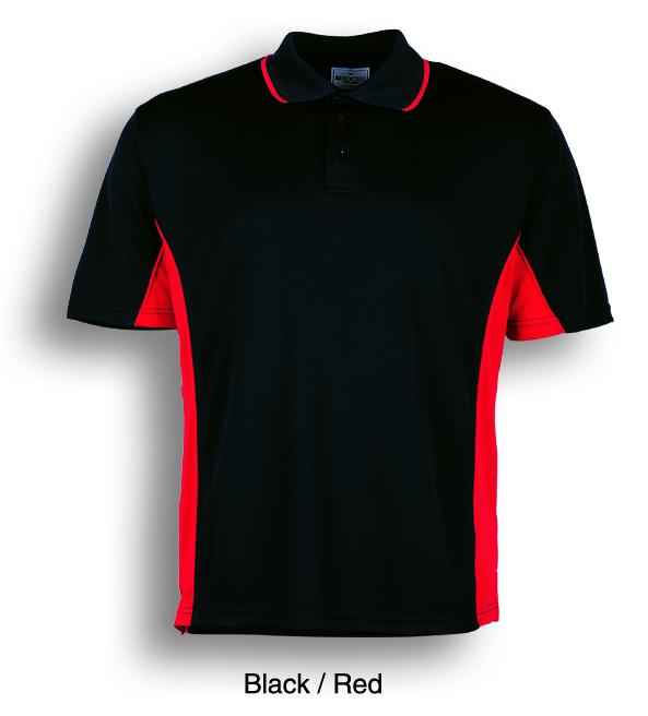 black / red Breezeway Panel  Polo Shirt Short sleeve      UPF: excellent protection     160gsm, 100% breezeway polyester fabric     Breathable  micromesh fabric     Draws Sweat from Body, Quick Dry